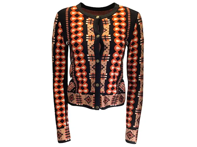 Alaïa alaia negra / Cárdigan de punto de jacquard con estampado geométrico multicolor rojo Negro 