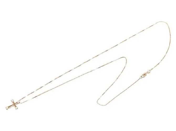 & Other Stories Collar cruz de diamante en oro rosa K14PG en excelente estado Dorado 
