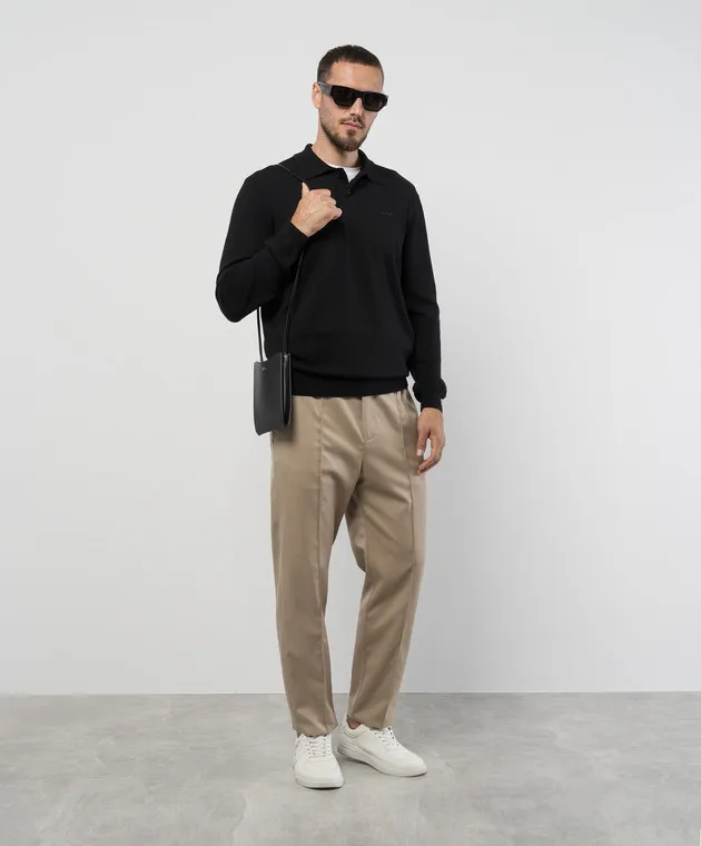 A.P.C JERRY black wool polo shirt