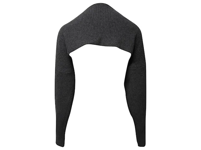 Autre Marque Cárdigan con encogimiento de hombros acanalado en acrílico gris de Frankie Shop 