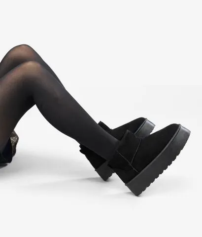 Botines de invierno cuero con caña baja y plataforma
