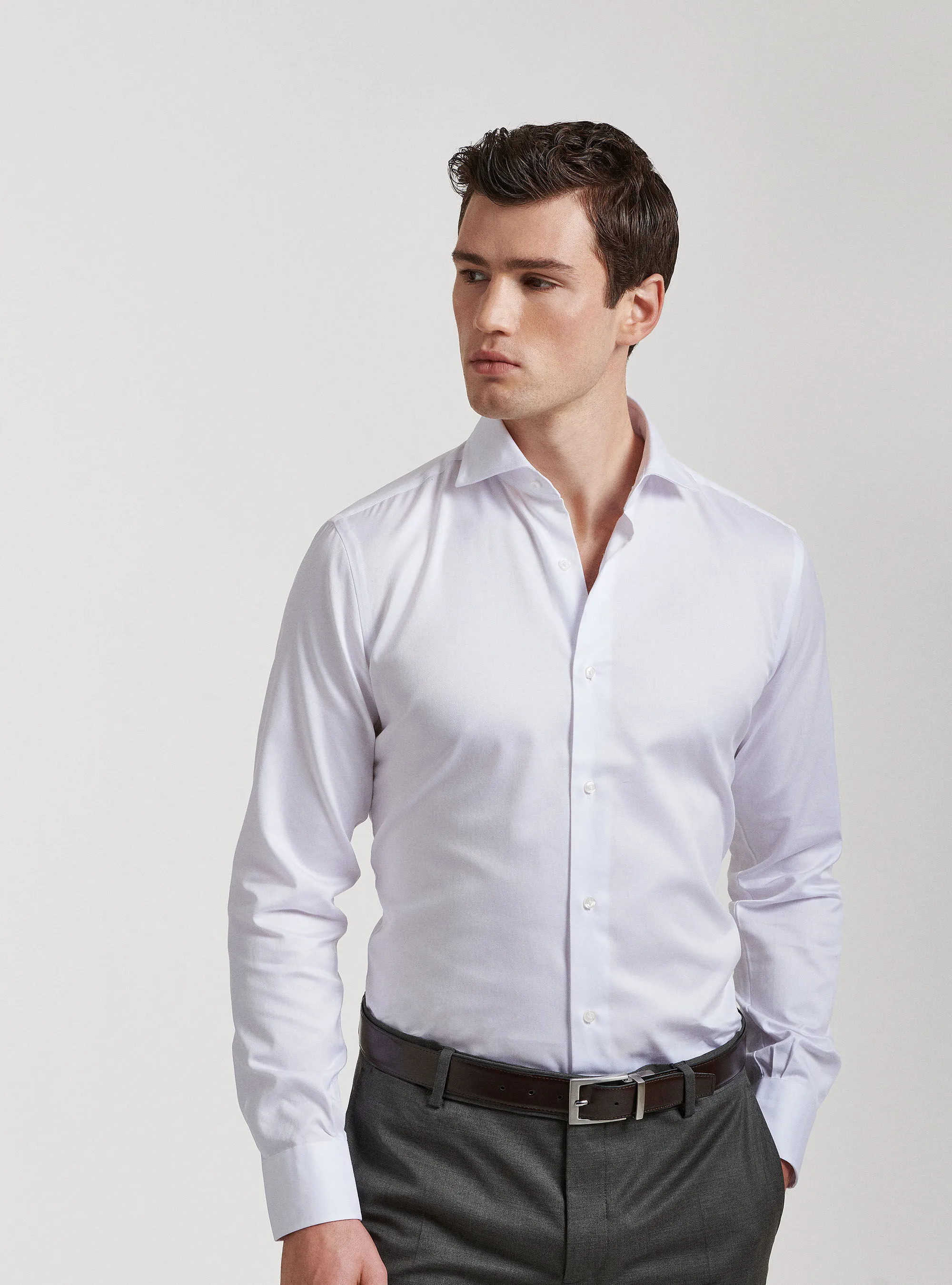 Camisa de sarga de algodón slim fit
