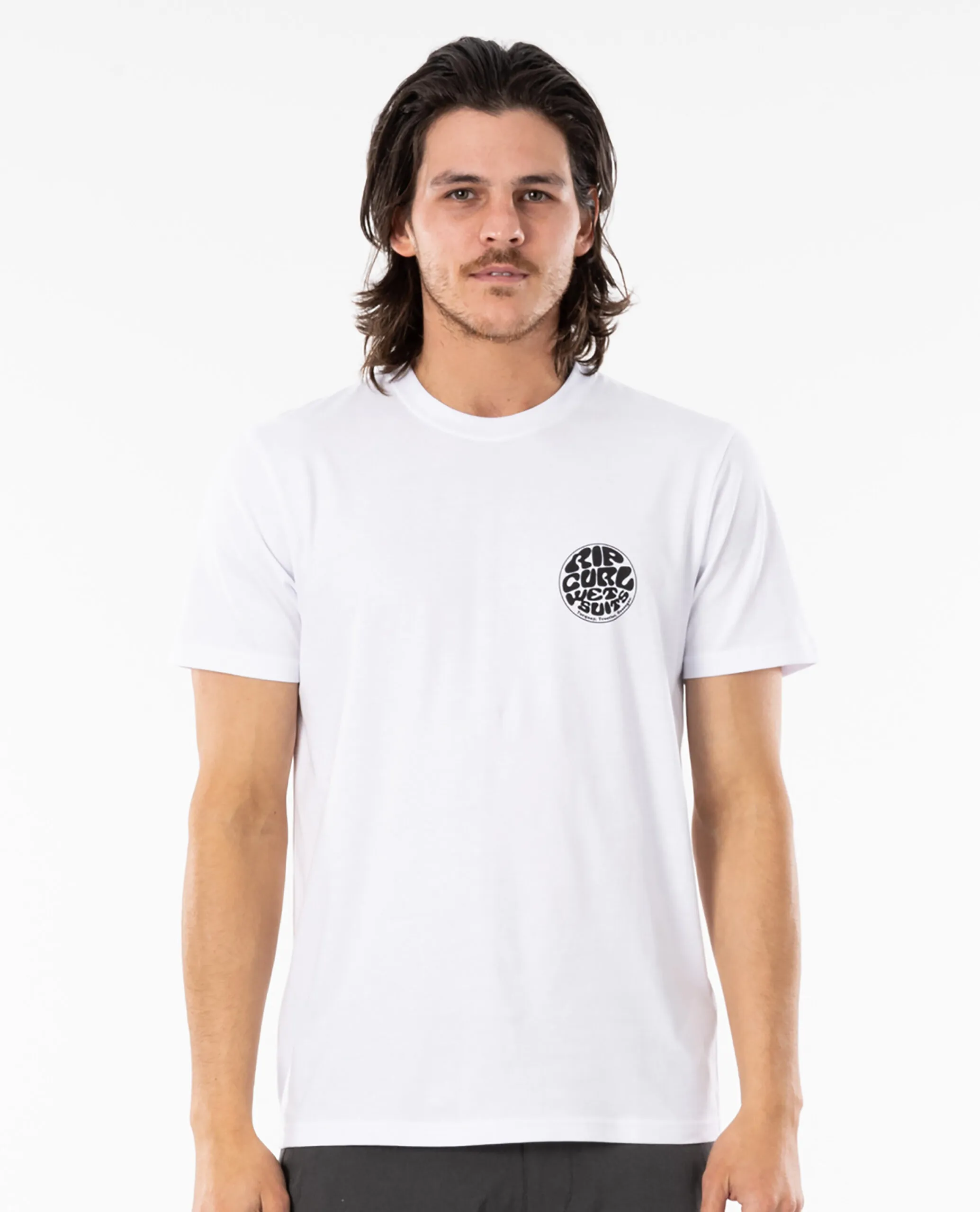 Camiseta RIP CURL hombre manga corta surfera Wettie Essential White Ref. CTEST9 blanca logo pecho y espalda