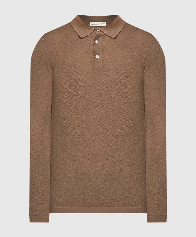 Cashmere&Whiskey Brown wool polo shirt