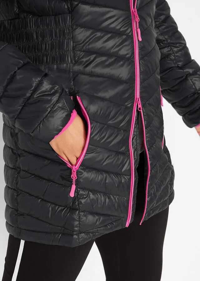 Chaqueta larga guateada ultraligera en bolsa Negro
