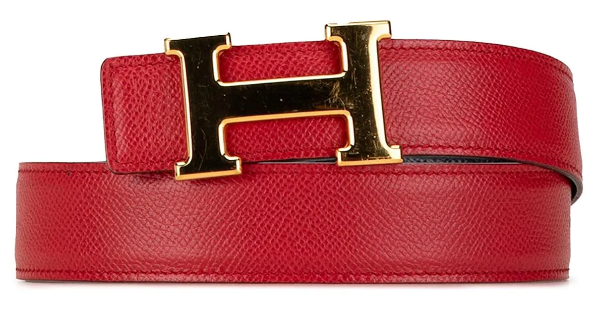 Cinturón reversible Hermès Constance rojo Roja 