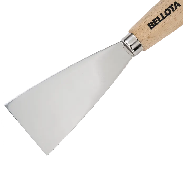 Espátula de acero inoxidable con mango de madera para trabajos de acabado