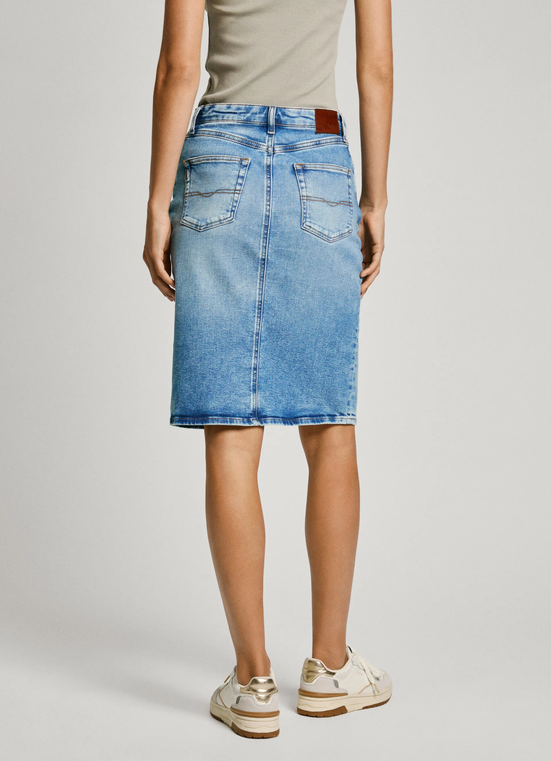 falda midi denim fit regular