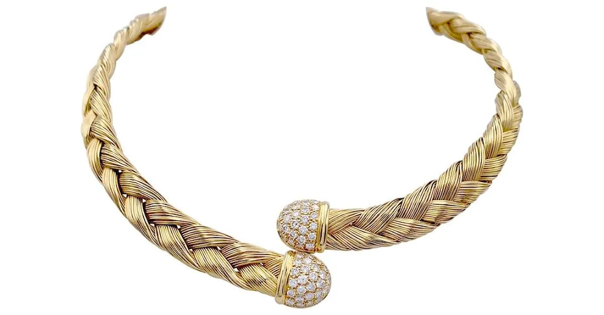 inconnue Collar vintage de oro amarillo y diamantes. 