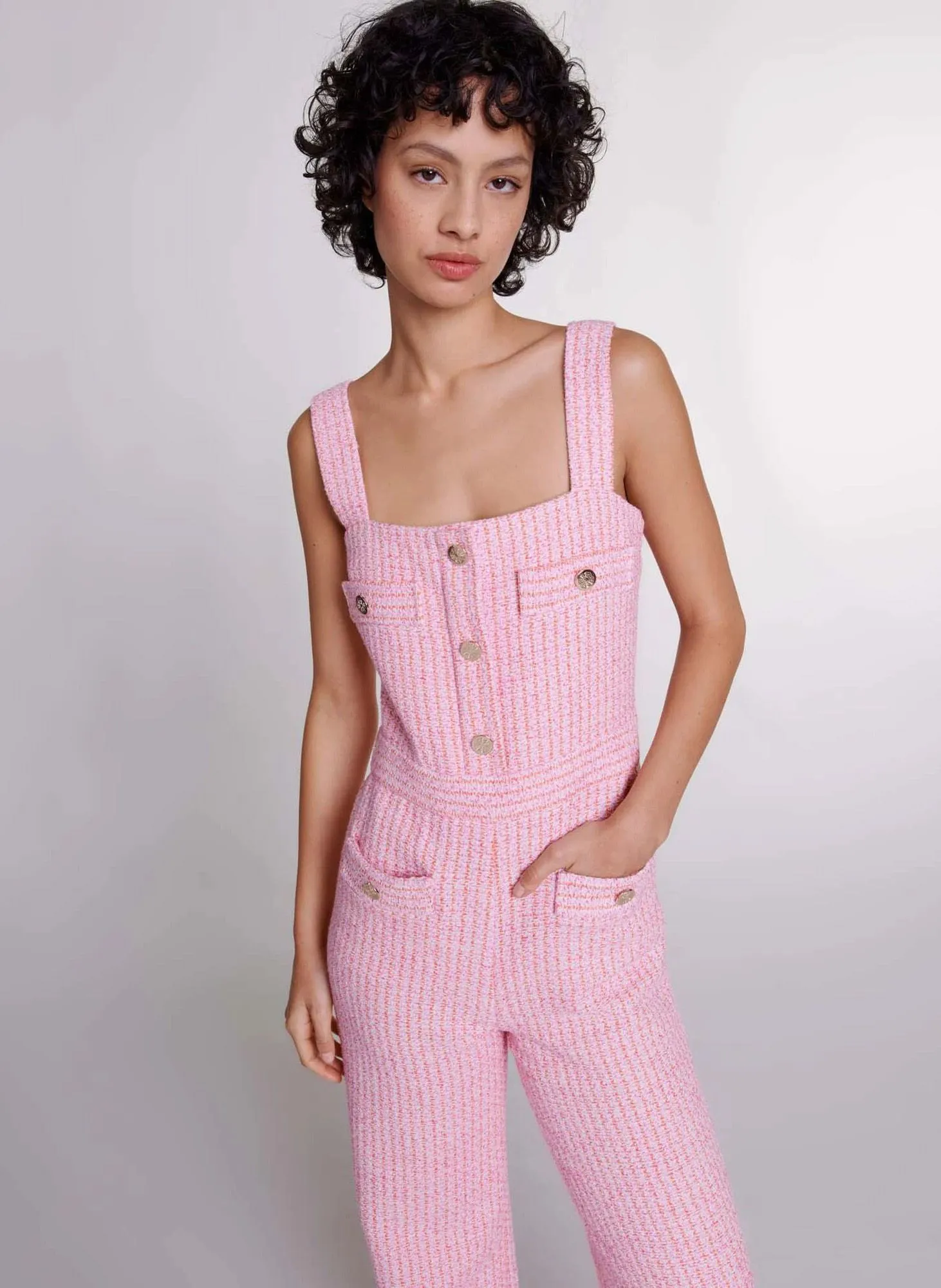MAJE Peto recto de tweed en rosa