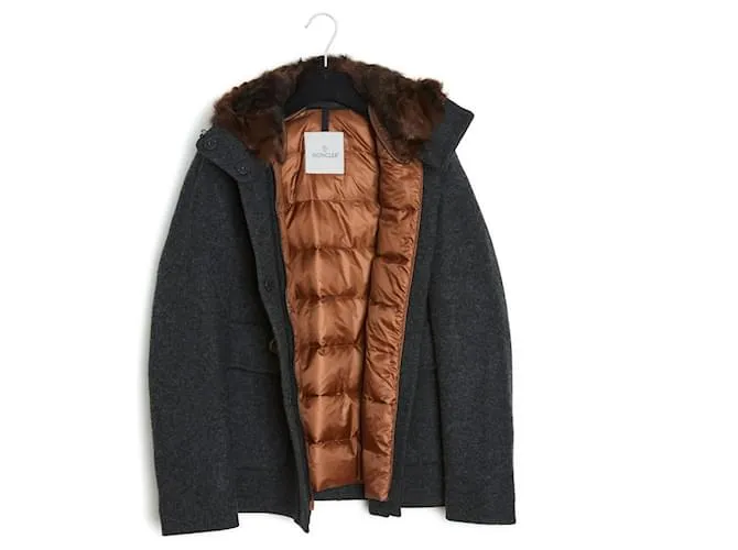 Moncler PELO PLUMAS LANA GRIS OSCURO FR38 Gris antracita 