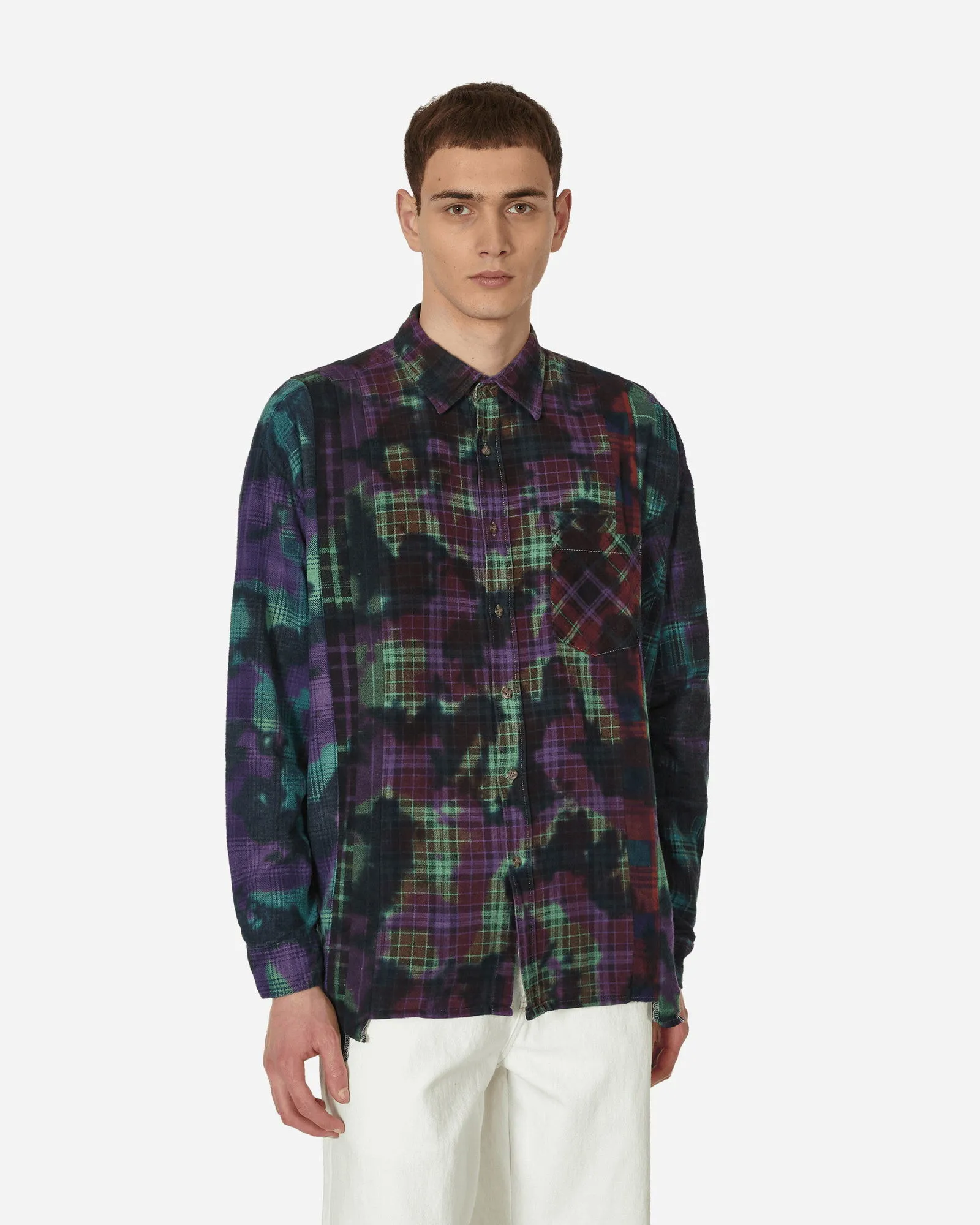 Needles 7 Cuts Wide Uneven Dye Flannel Shirt