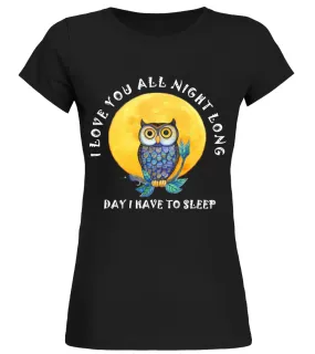 Owls and moon Camiseta cuello redondo Mujer