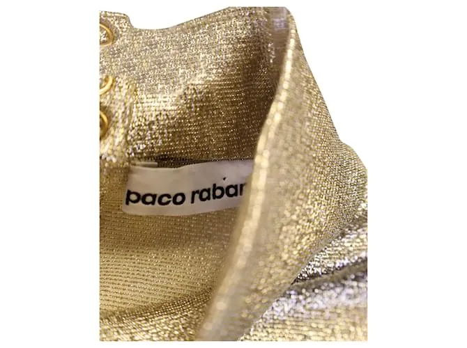 Paco Rabanne Jersey de punto metalizado con cuello alto en viscosa de poliéster dorado Metálico 