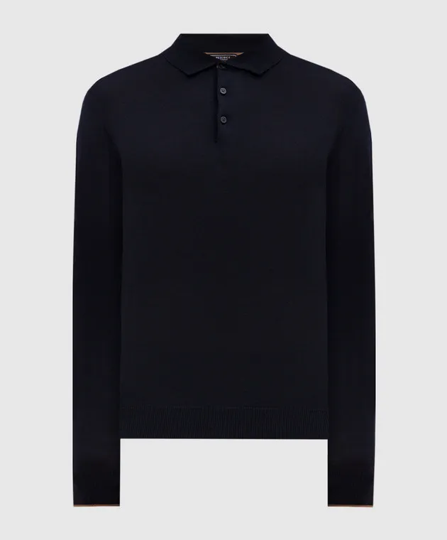 Peserico Blue wool polo shirt