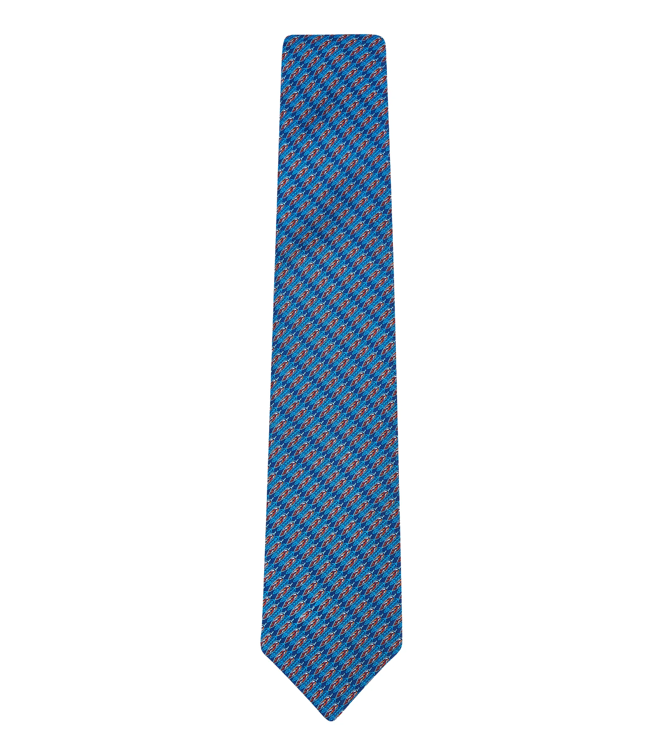 Pineda Covalin Corbata ancha de seda azul con plumas