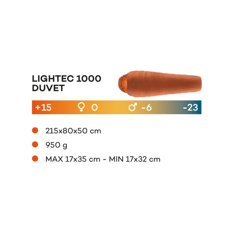 Saco de dormir montaña plumas LIGHTECH 1000 Duvet Ferrino