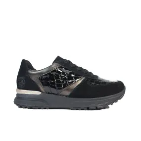 Women's Rieker N7412-00 | Black Leather | Womens Casual Trainers